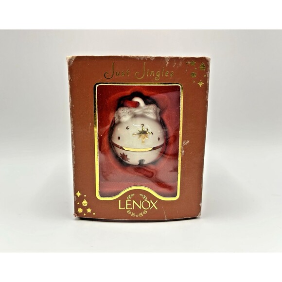 Lenox Just Jingles Porcelain Bow Bell Christmas Ornament Gold Trim with Box - Picture 7 of 10